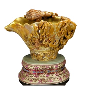 Superb Vintage Chinese Tianhuang Stone Carved Chi Dragon Statue