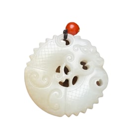 Chinese Hetian Jade Carved Fish Pendant