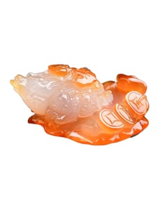 Chinese Agate Carved Fortune Toad Statue