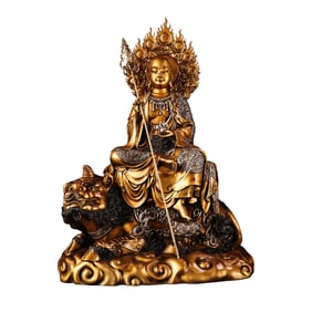 Tibetan Buddhism Gilt Gold Copper Ksitigarbha Statue