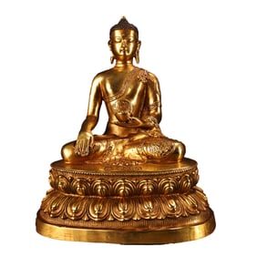 Tibetan Buddhism Gilt Gold Copper Siddhartha Buddha Statue