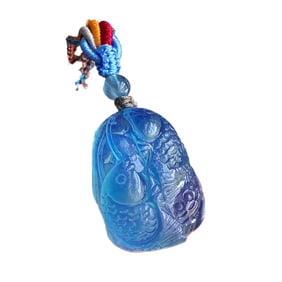 Beautiful Natural Aquamarine Carved Carp Pendant