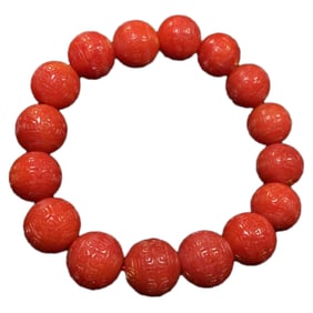 Hand Woven Chinese Nanhong Agate Beads Bracelet