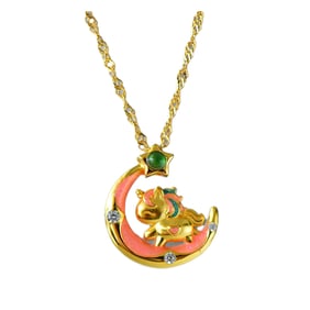 Beautiful 925 Silver Inaly Jadeite Rainbow Horse Pendant