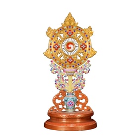 Chinese Qing Dynasty Gilt Gold Famille Rose Porcelain Dharma-vessel Statue