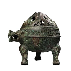 Vintage Chinese Bronze Fortune Beast Incense Burner