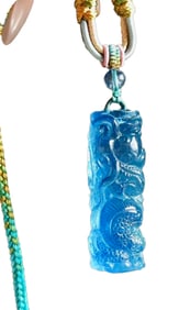 Beautiful Natural Aquamarine Carved Fortune Dragon Pendant