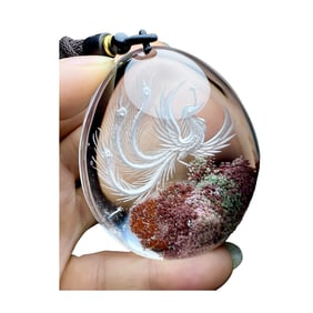 Beautiful Crystal Inner Carving Phoenix Pendant