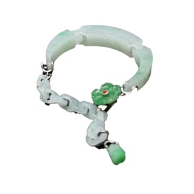 Natural 925 Silver & Jadeite Bracelet