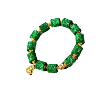 Hand Woven Exquisite Green Jadeite Beads Bracelet