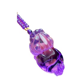 Beautiful Amethyst Carved Fortune Pixiu Pendant