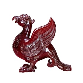 Vintage Chinese Hetian Jade Carved Phoenix Statue