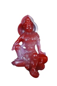 Superb Chinese Nanhong Agate Carved Kwan-yin Pendant