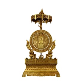 Vintage Chinese Gilt Gold Copper Siddhartha Buddha Screen