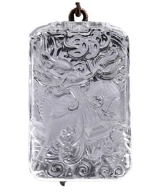 Beautiful White Carved Fortune Dragon Pendant