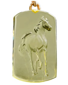 Beautiful Yellow Crystal Low Relief Fortune Horse Pendant