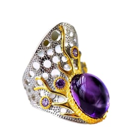 Beautiful 925 Silver Inlay Amethyst Ring