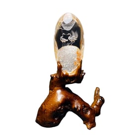 Beautiful Crystal Inner Carving Crane Statue