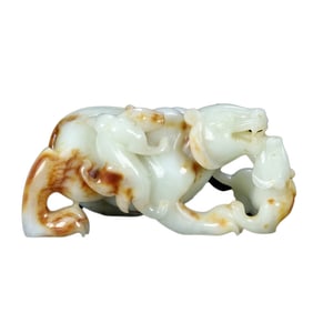 Superb Chinese Hetian Jade Carved Bear Statue