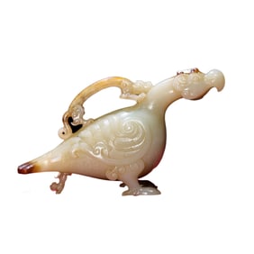 Superb Chinese Hetian Jade Carved Phoenix Statue