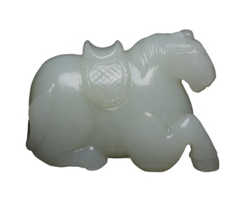 Chinese Hetian Jade Carved Fortune Horse Statue