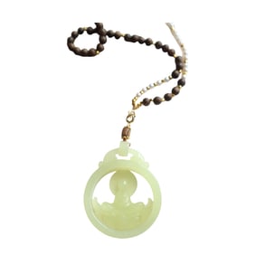 Chinese Hetian Jade Carved Buddha Pendant