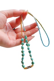 Hand Woven Exquisite 18K Gold Inlay DZI Agate & Turquoise Beads Necklace