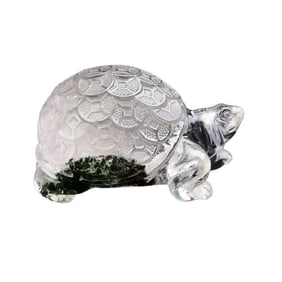 Beautiful White Crystal Carved Long Life Turtle Statue