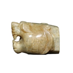 Vintage Chinese Hetian Jade Carved Tiger Head Statue