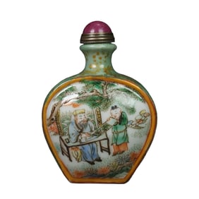 Chinese Famille Rose Sage & Kid Design Porcelain Snuff Bottle