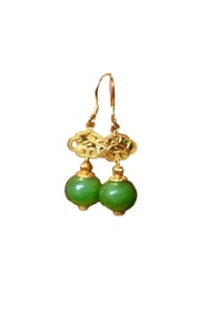 A Pair Beautiful Chinese Green Hetian Jade Earrings