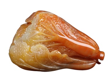 Vintage Chinese Shoushan Stone Carved Fortune Cabbage Statue