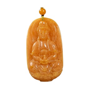 Beautiful Beeswax Carved Kwan-yin Pendant w Hand Woven Beeswax Beads Necklace