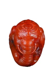 Superb Chinese Nanhong Agate Carved Elephant Pendant