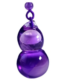 Beautiful Natural Amethyst Carved Gourd Pendant w Hand Woven Beads Necklace