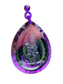 Beautiful Natural Amethyst Carved Ruyi Kwan-yin Pendant w Hand Woven Beads Necklace