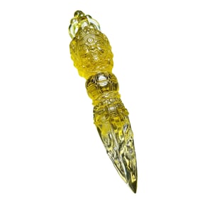 Beautiful Natural Yellow Crystal Carved Pestle Xiangmo Statue