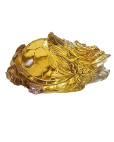 Beautiful Natural Yellow Crystal Carved Dragon Turtle Statue