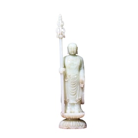 Exquisite Chinese Hetian Jade Carved Ksitigarbha Statue