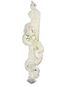 Superb Chinese Hetian Jade Carved Fortune Dragon Sword Statue