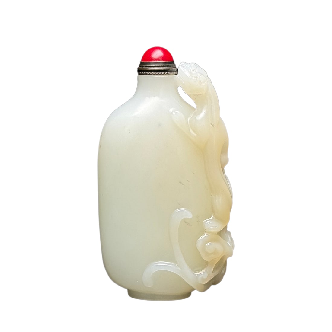 Chinese Hetian Jade High Relief Chi Dragon Snuff Bottle (1 of 10)