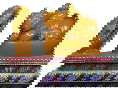 Superb Vintage Chinese Tianhuang Stone Carved Dharma & Beast Statue