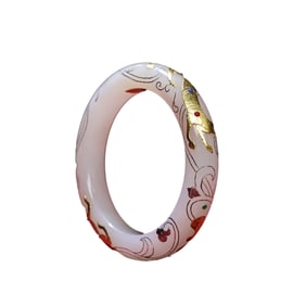 Inside Diameter 57mm Chinese Gilt Gold Hetian Jade Bracelet