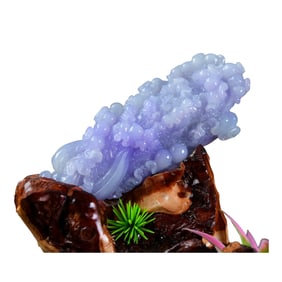 Exquisite Purple Jadeite Carved Fortune Cabbage Statue