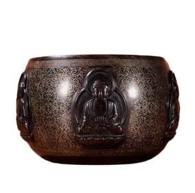 Vintage Chinese Copper Inlay Silver Wires Incense Burner