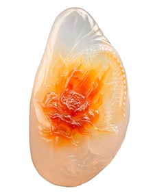 Chinese Agate Carved Fortune Dragon Pendant