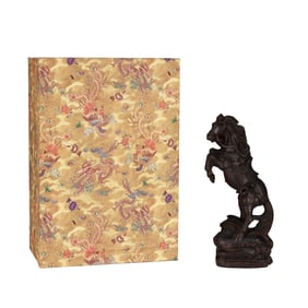 Vintage Chenxiang Wood Carved Fortune Horse Statue