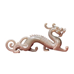 Vintage Chinese Hetian Jade Carved Fortune Dragon Statue