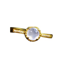 Exquisite 18K Gold Inlay Jadeite Ring