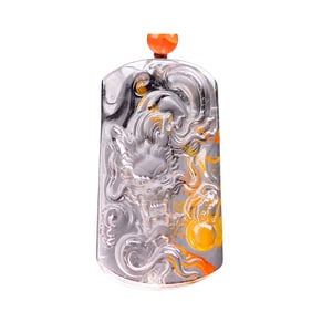 Beautiful Crystal Low Relief Fortune Dragon Pendant